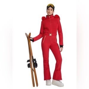Elegant Red Women's Ski Jumpsuit